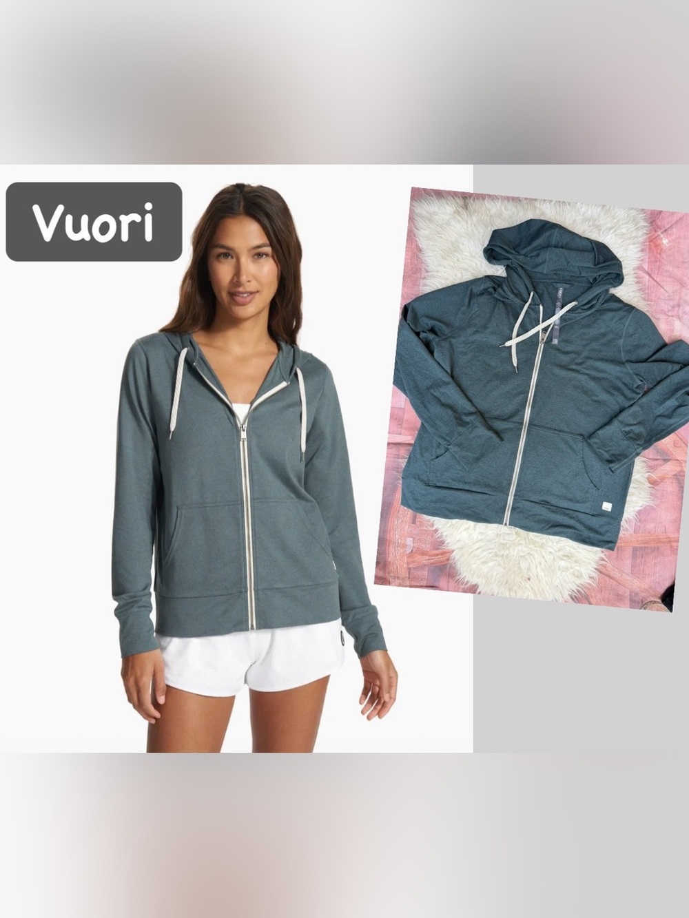 Vuori Hoodie Womens L Black Halo Full Zip Stretch Gym Yoga Performance Train Run